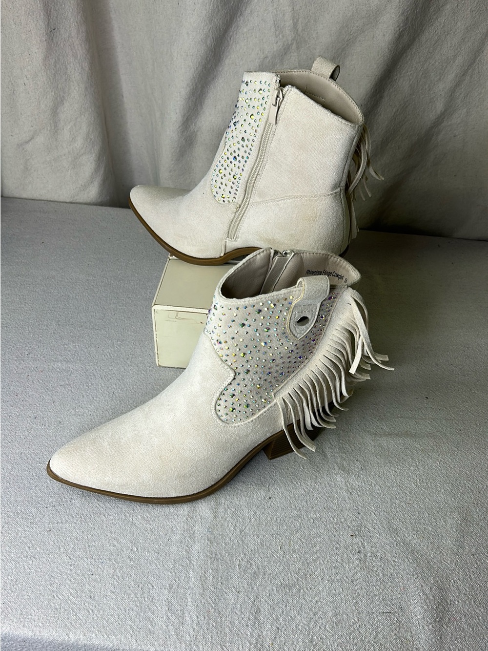 Rhinestone Fringe Cowgirl Ankle Booties